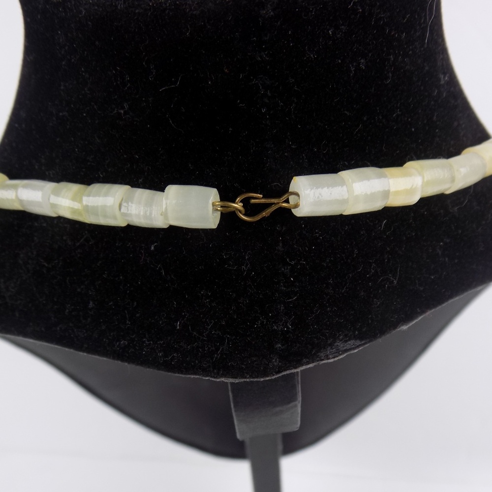 Mayan Aztec Caramel Onyx Travertine Stone Necklace - Picture 4 of 5